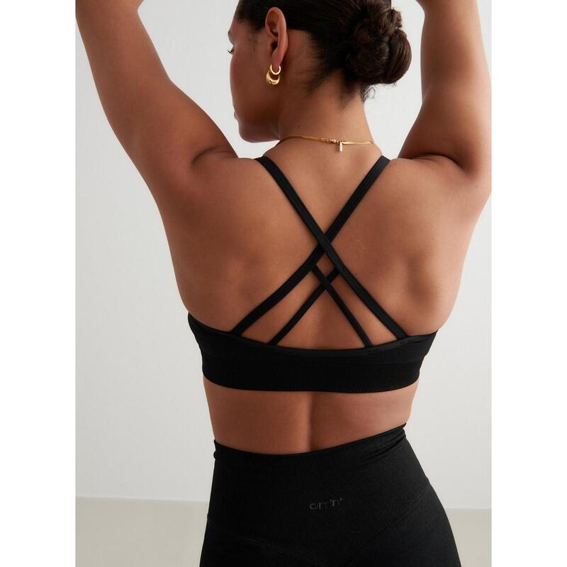 Sportbeha Shape Seamless Cross Back Yoga Dames Zwart aim'n