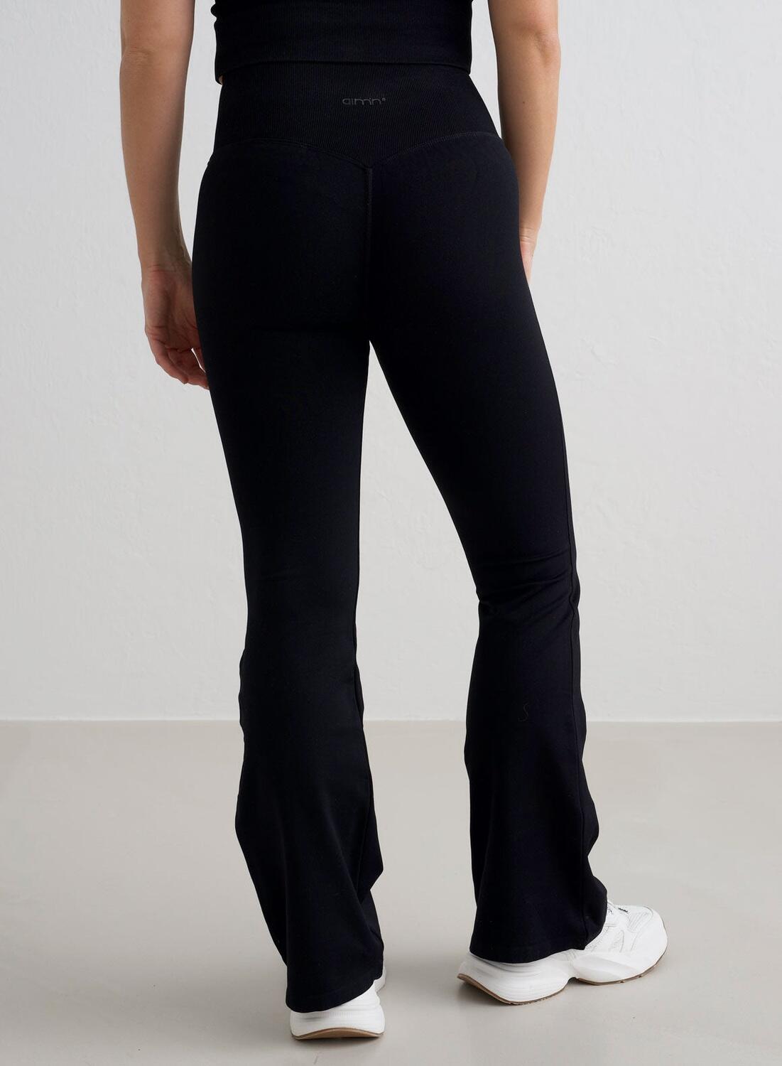 Donna Leggings Petite Svasata Senza Cuciture Nero 3/7