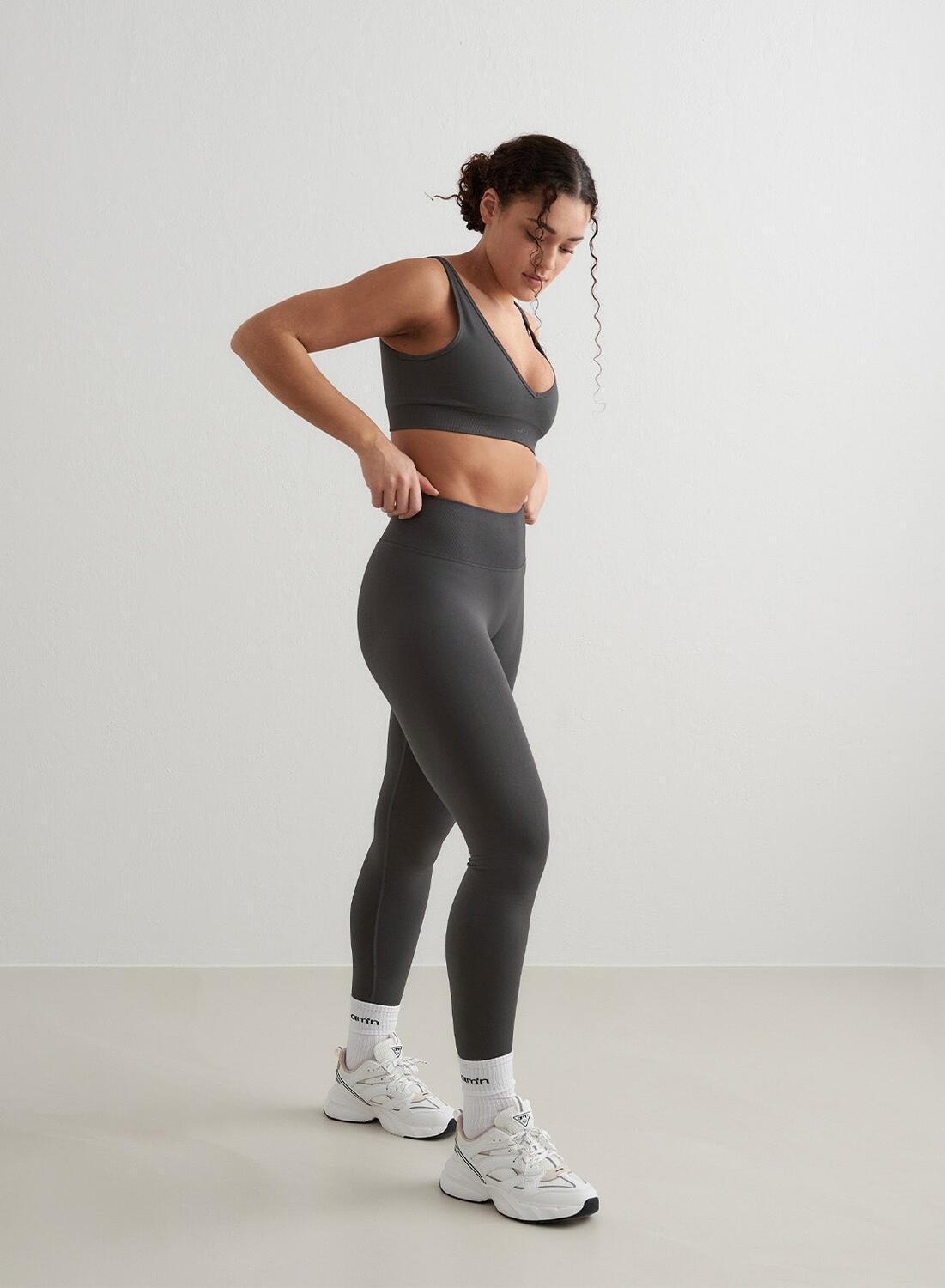 Donna Leggings Senza Cuciture Grigio Scuro 3/7