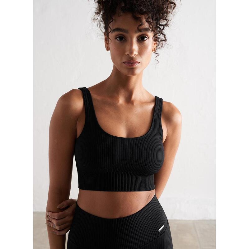 Soutien-gorge de sport Ribbed Seamless Yoga Femme Noir aim'n