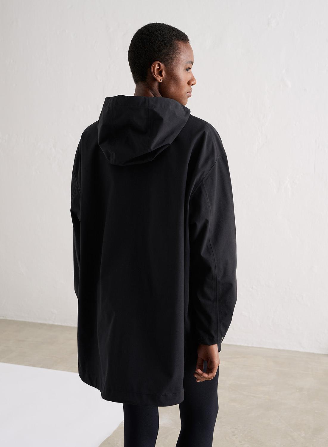 Dames Wandelen Jas Waterdicht Oversized Zwart 2/7