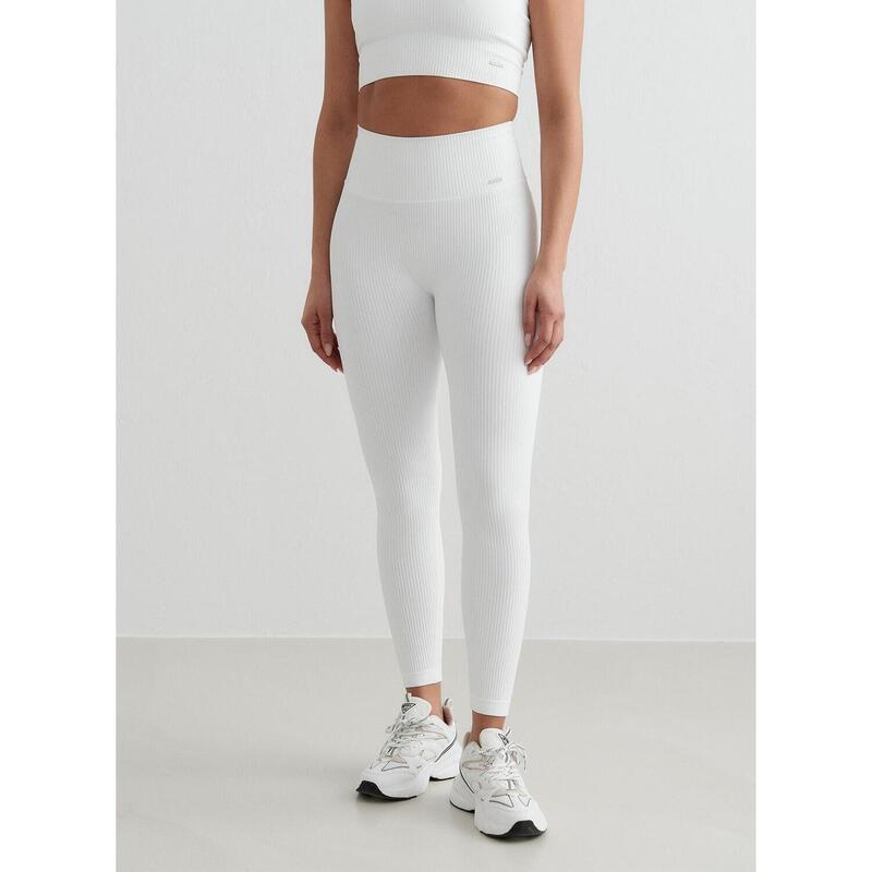 White Ribbed Seamless Tights