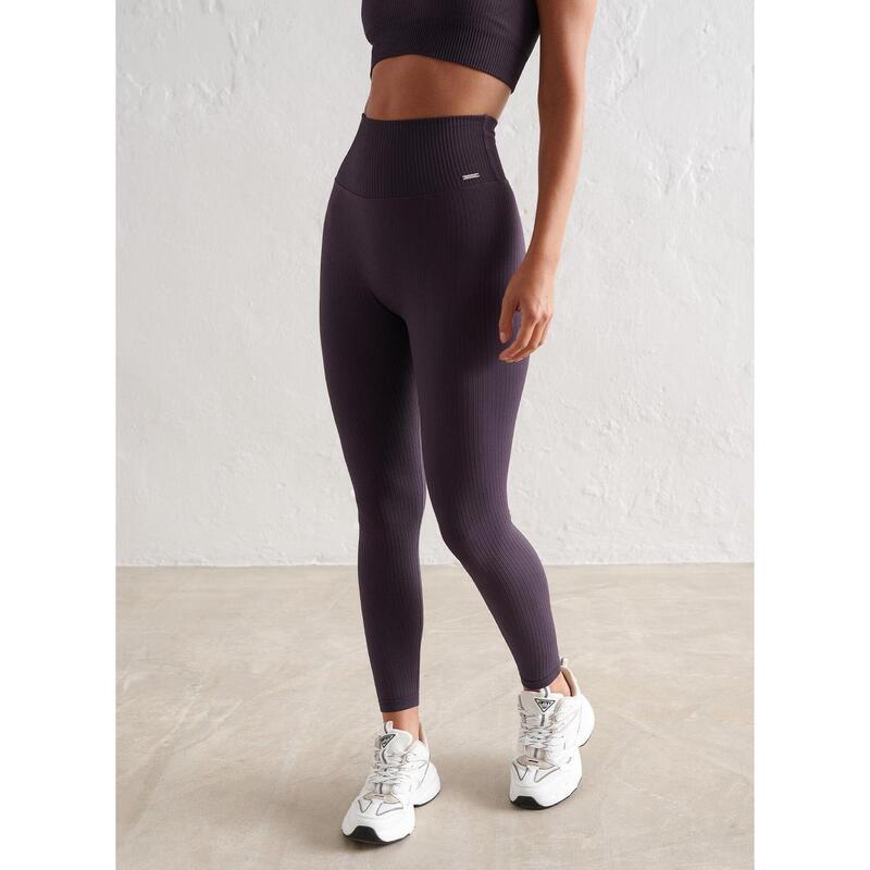 Plum Ribbed Seamless Tights