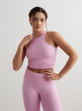 Femme Haut sportif Racerfront Sans couture Rose