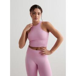 Femmes Yoga Haut sportif Racerfront Sans couture Rose
