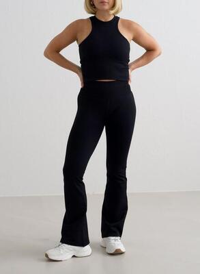 Leggings da yoga donna Petite a zampa d'elefante senza cuciture neri