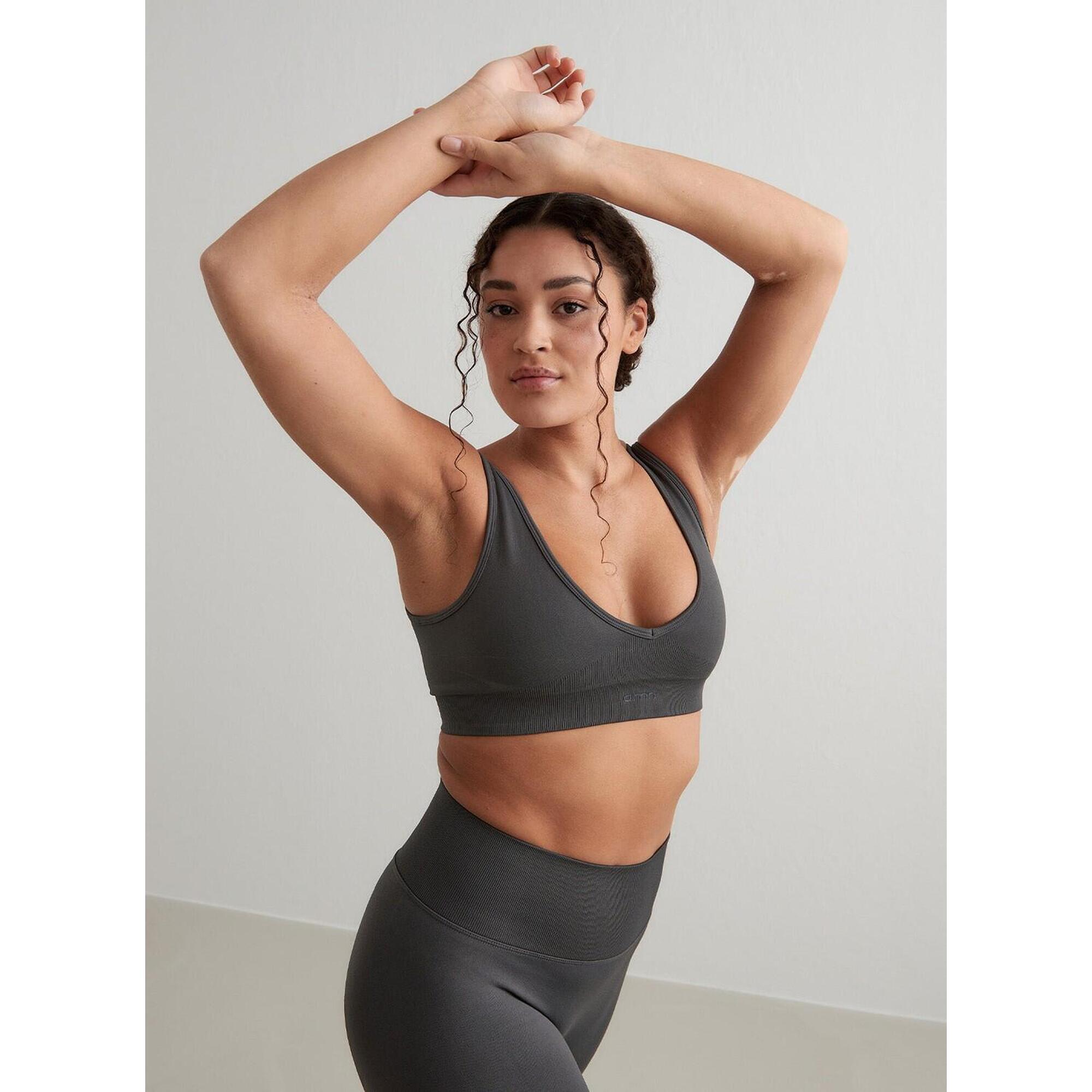 Aim'n - Femme Soutien-gorge De Sport Décolleté Profond Sans Couture Gris Foncé - Brassière - Gris - 48 Xl - Decathlon