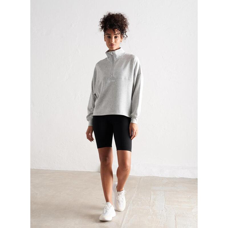 Light Grey Melange Comfy Half Zip