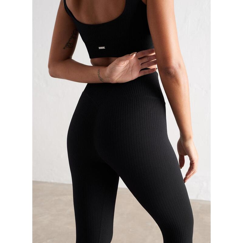 Black Ribbed Seamless Tights