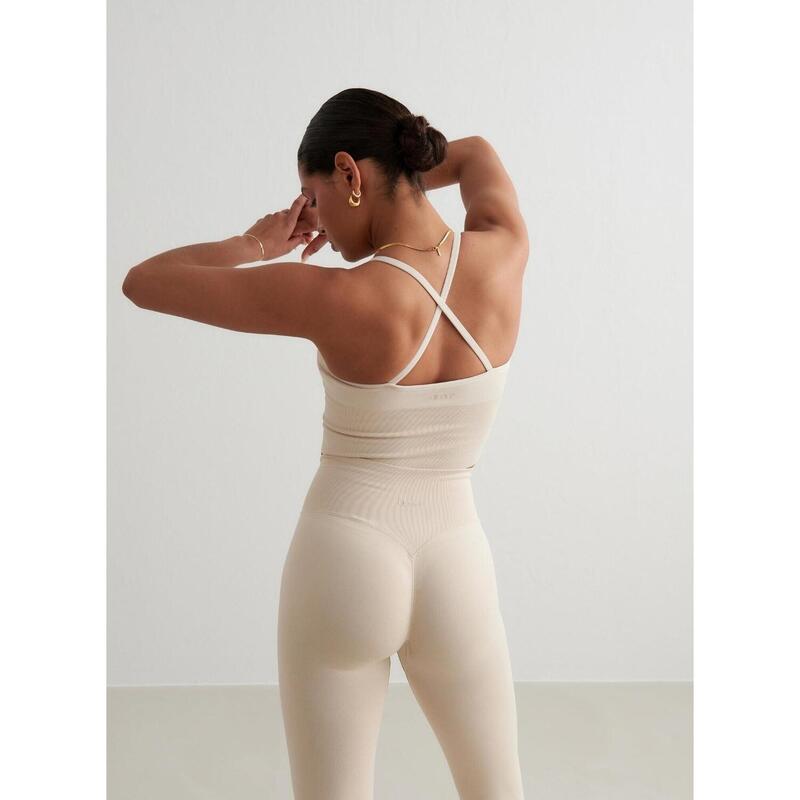 Débardeur Shape Seamless Cross Back Bralette Yoga Femmes Beige aim'n