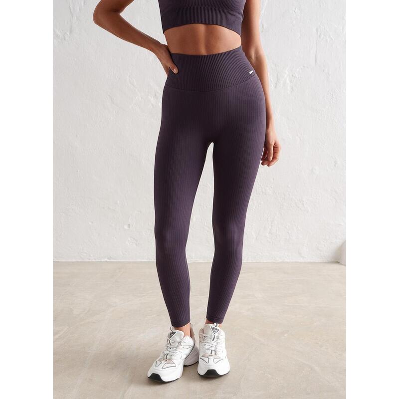 Leggings Ribbed Seamless Yoga Femme Prune aim'n