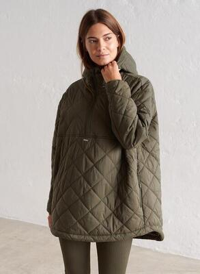 Dames wandelen jas waterafstotend oversized gewatteerd khaki