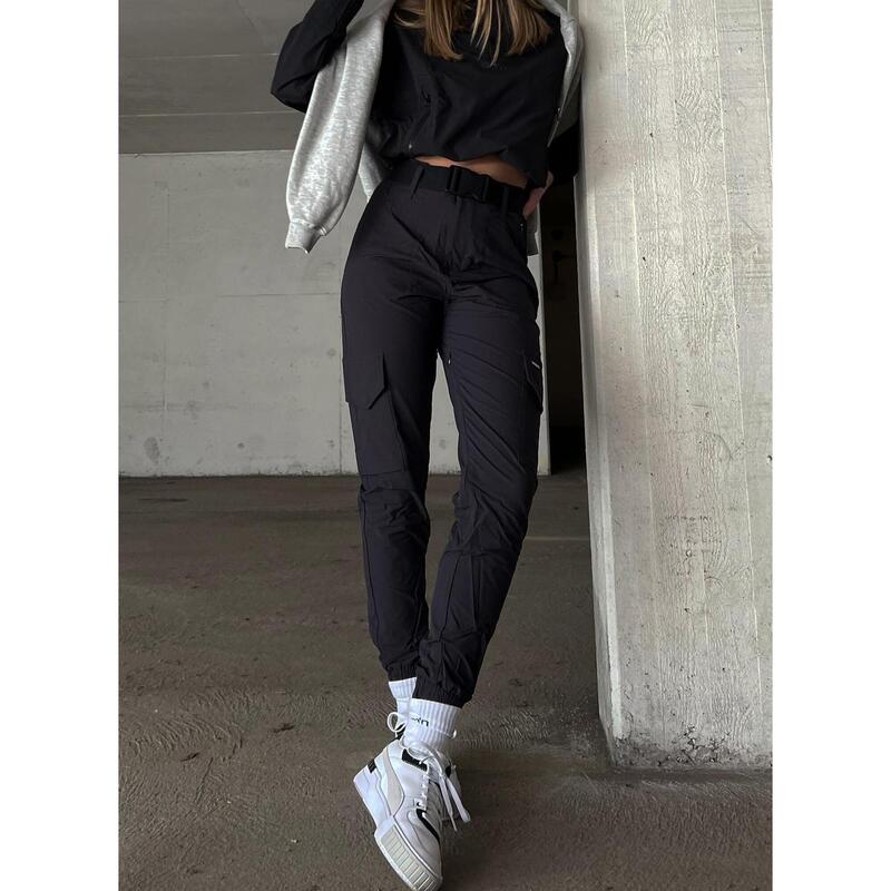 Femme Pantalon Cargo Imperméable Noir