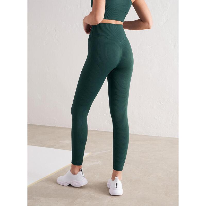 Pine Green Ribbed Seamless Tights