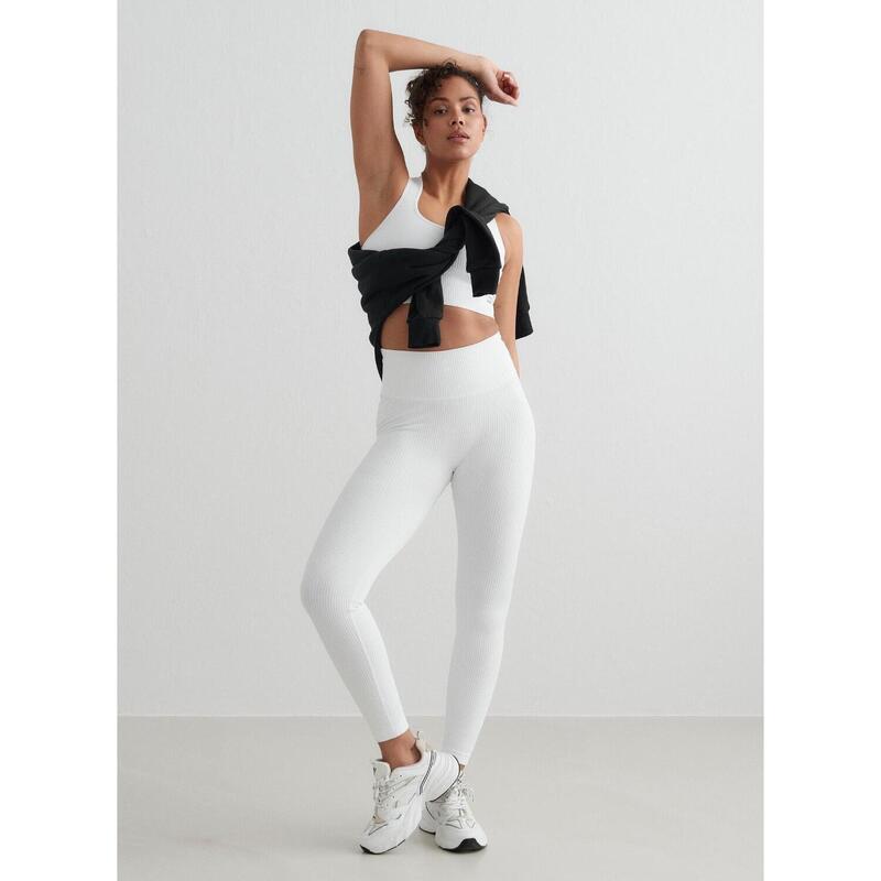 Leggings Ribbed Seamless Yoga Femme Blanc aim'n