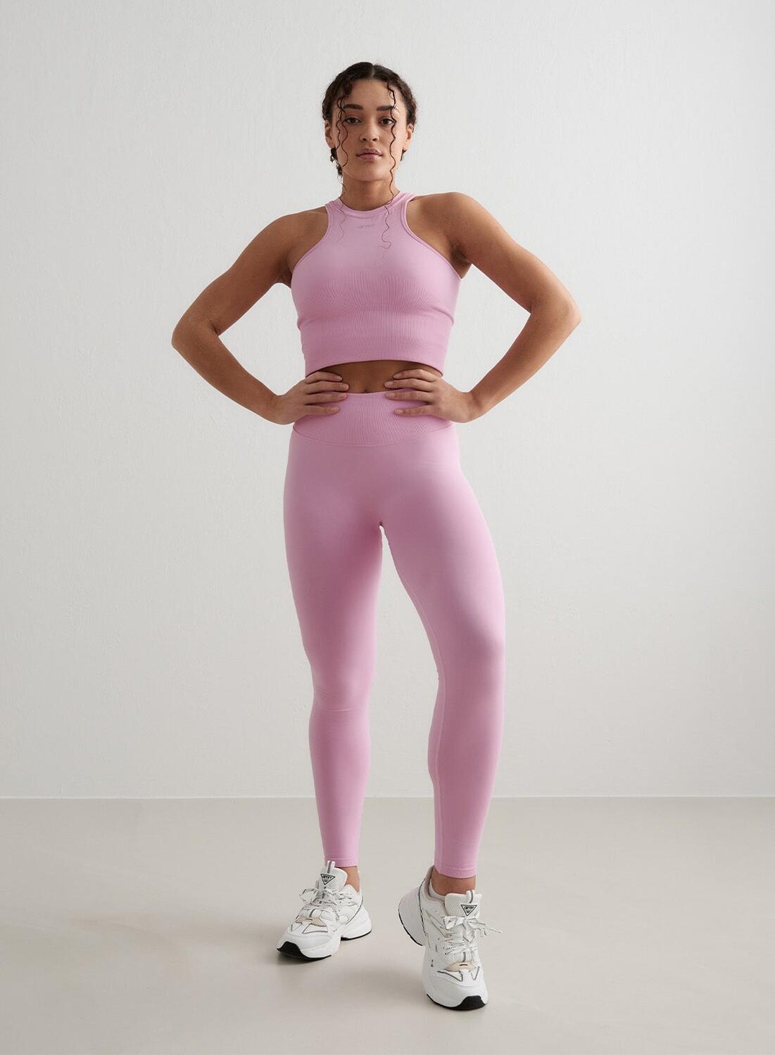 Mujer Top Deportivo con Racerfront Sin Costura Rosa 4/7