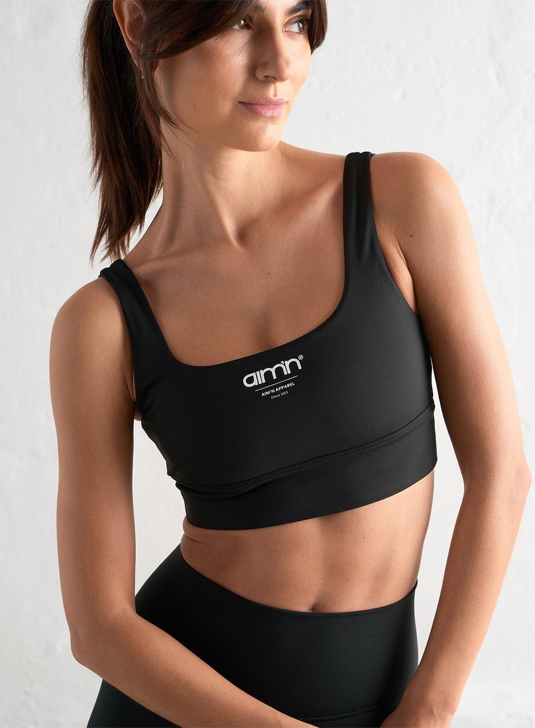 AIM'N Damen Yoga Sport-BH Feuchtigkeitsableitend Schwarz