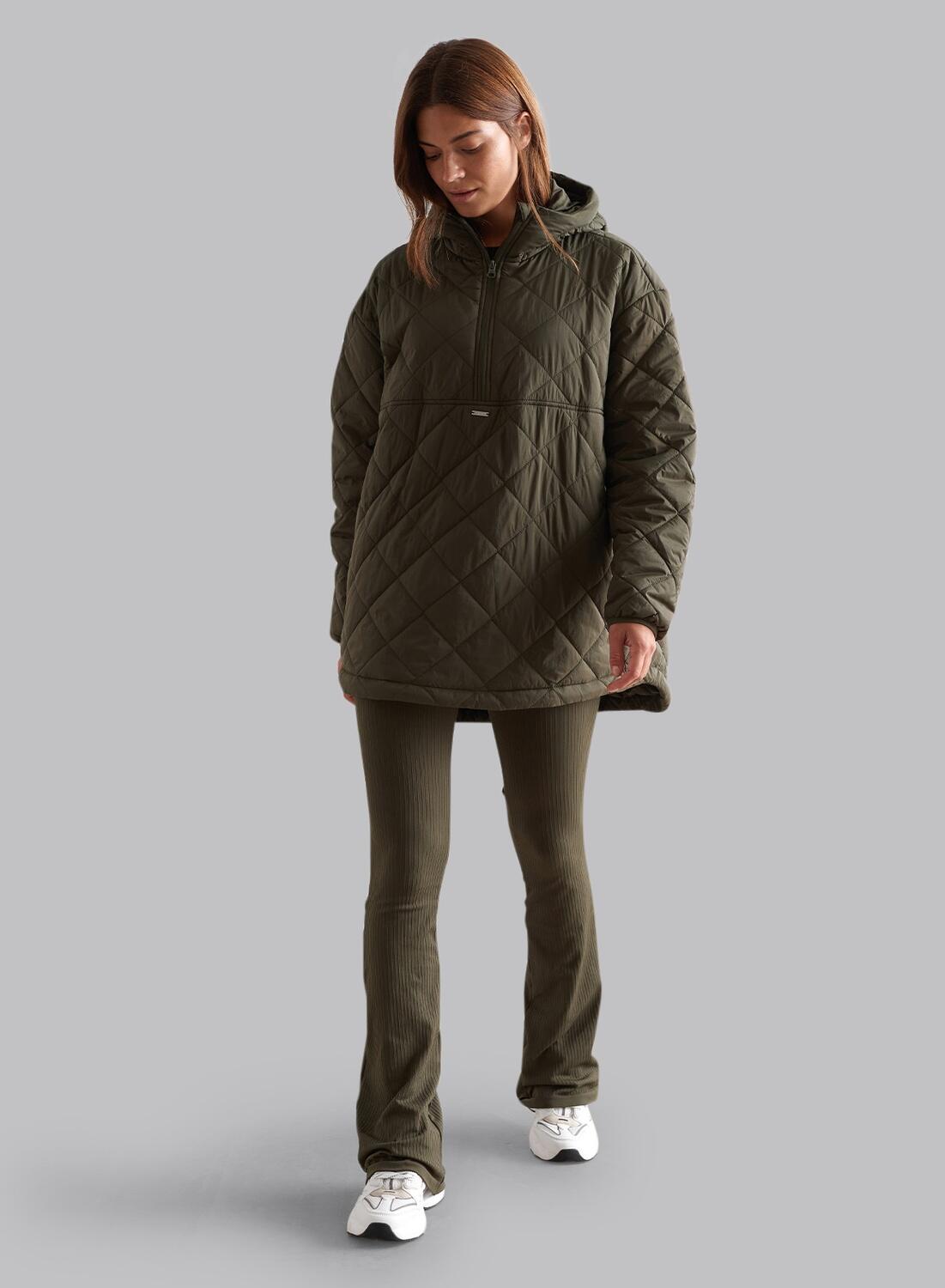Femme Veste Hydrofuge Surdimensionné Piqué Kaki 7/7