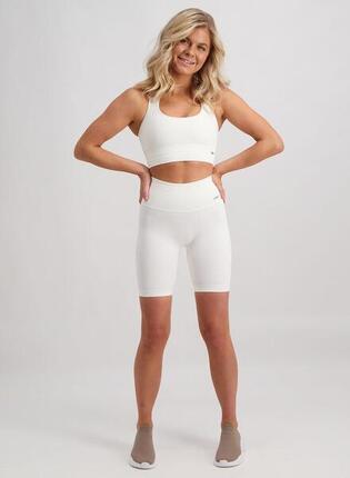 Femme Short Côtelé Sans Couture Blanc Cassé