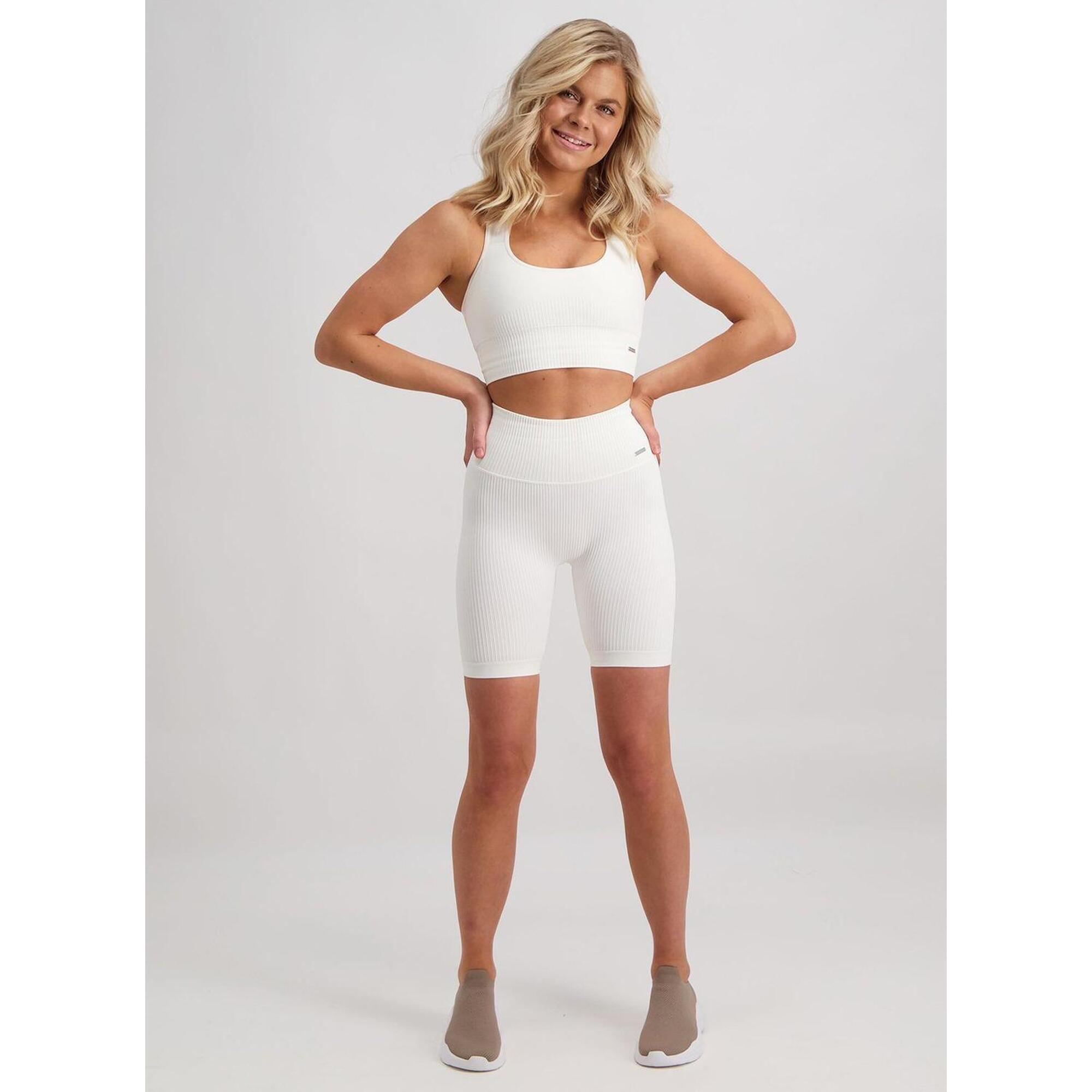 Aim'n - Femme Short Côtelé Sans Couture Blanc Cassé - Shorty De Running - Blanc - 44 L - Decathlon
