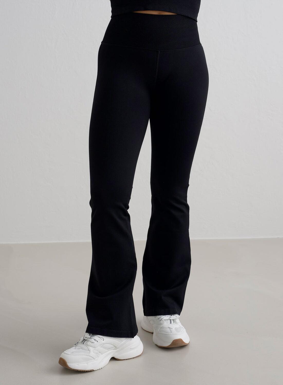 Donna Leggings Petite Svasata Senza Cuciture Nero 7/7