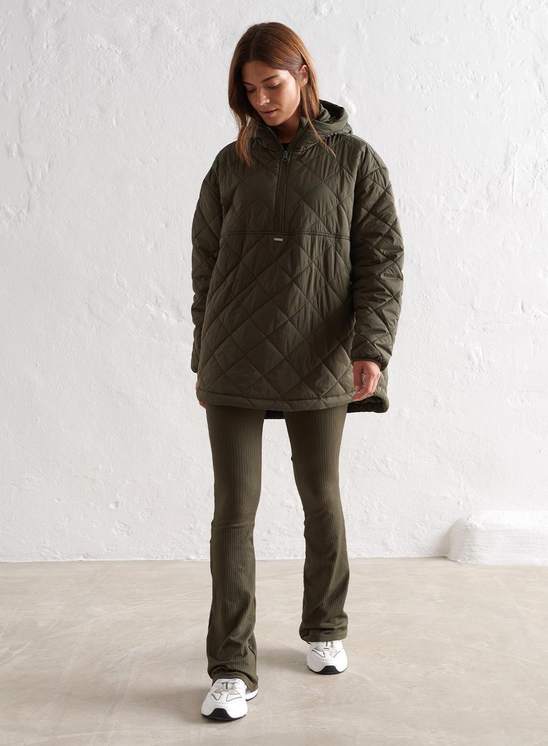 Femme Veste Hydrofuge Surdimensionné Piqué Kaki 5/7