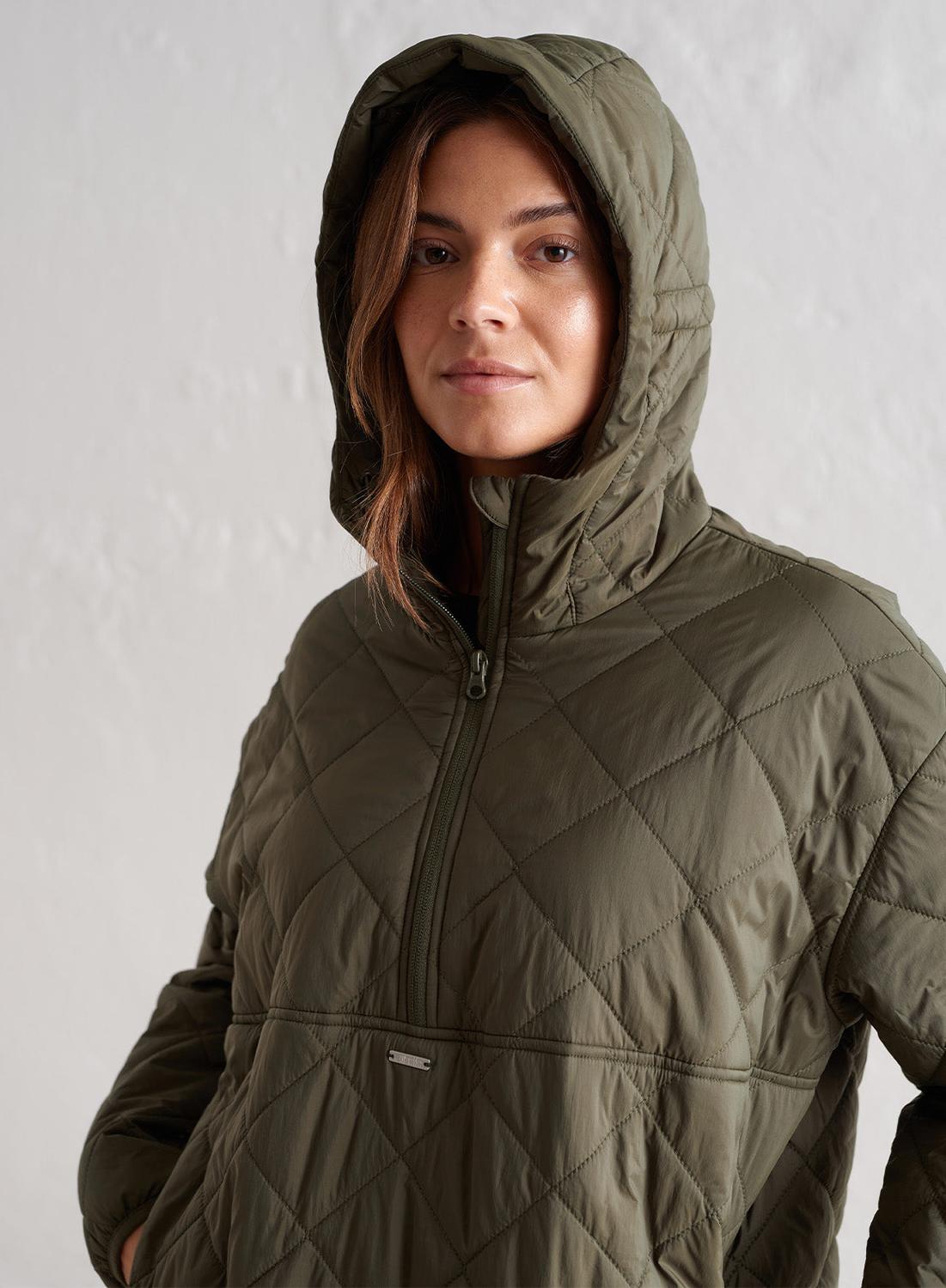 Femme Veste Hydrofuge Surdimensionné Piqué Kaki 4/7