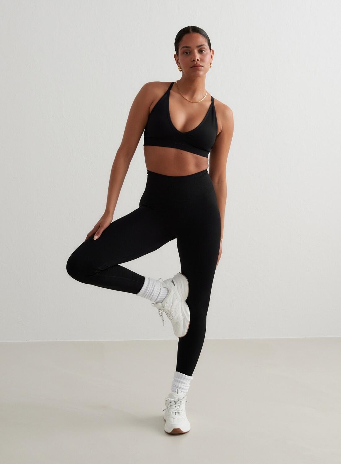 Damen Yoga Sport-BH Cross Back Nahtlos Schwarz 4/7