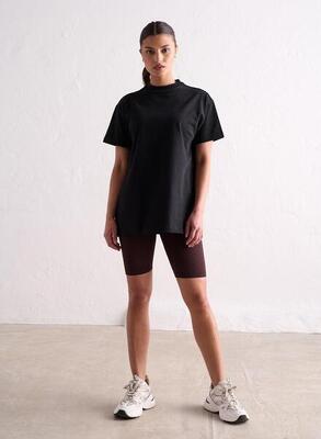 Dames yoga t-shirt oversized zwart