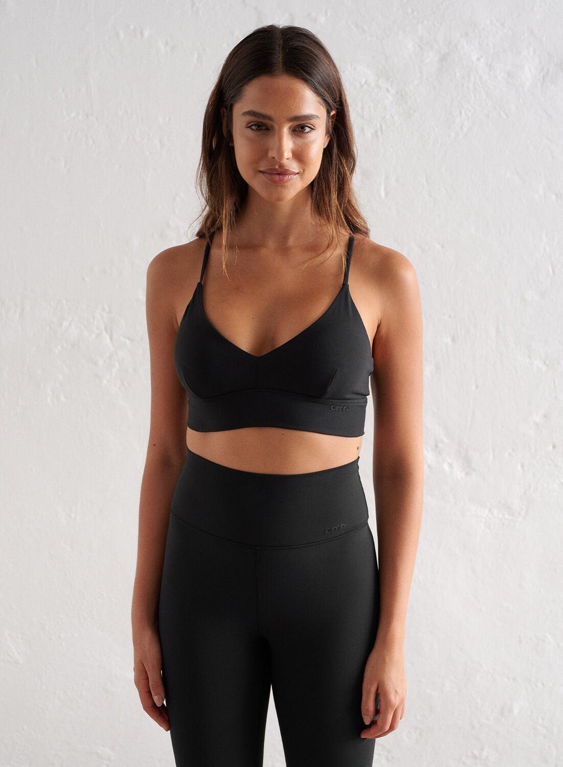 Damen Yoga Sport-BH Geringer Halt Feuchtigkeitsableitend Schwarz 3/6
