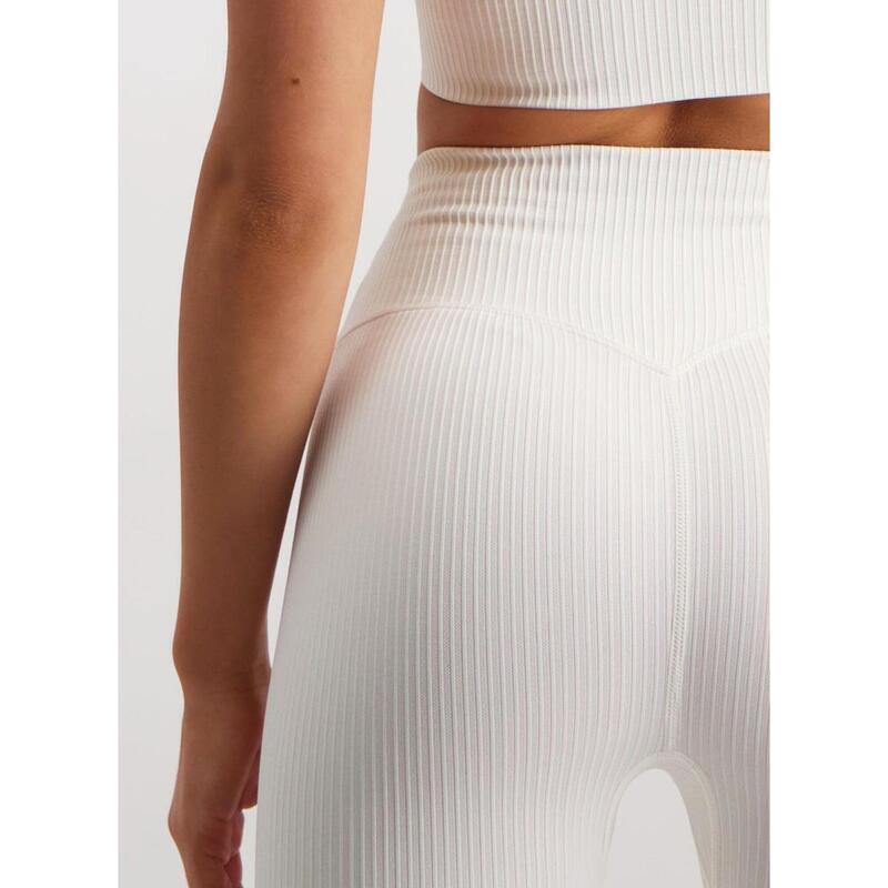 Leggings Ribbed Seamless Yoga Femmes Blanc cassé aim'n