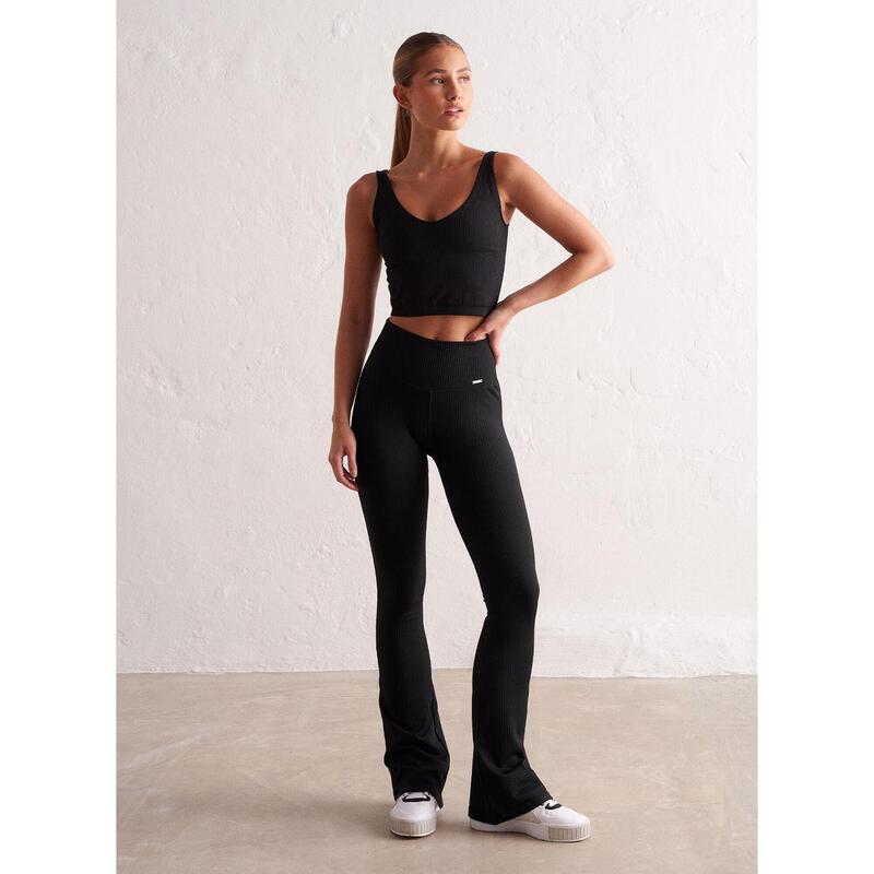 Débardeur Ribbed Seamless Yoga Femmes Noir aim'n