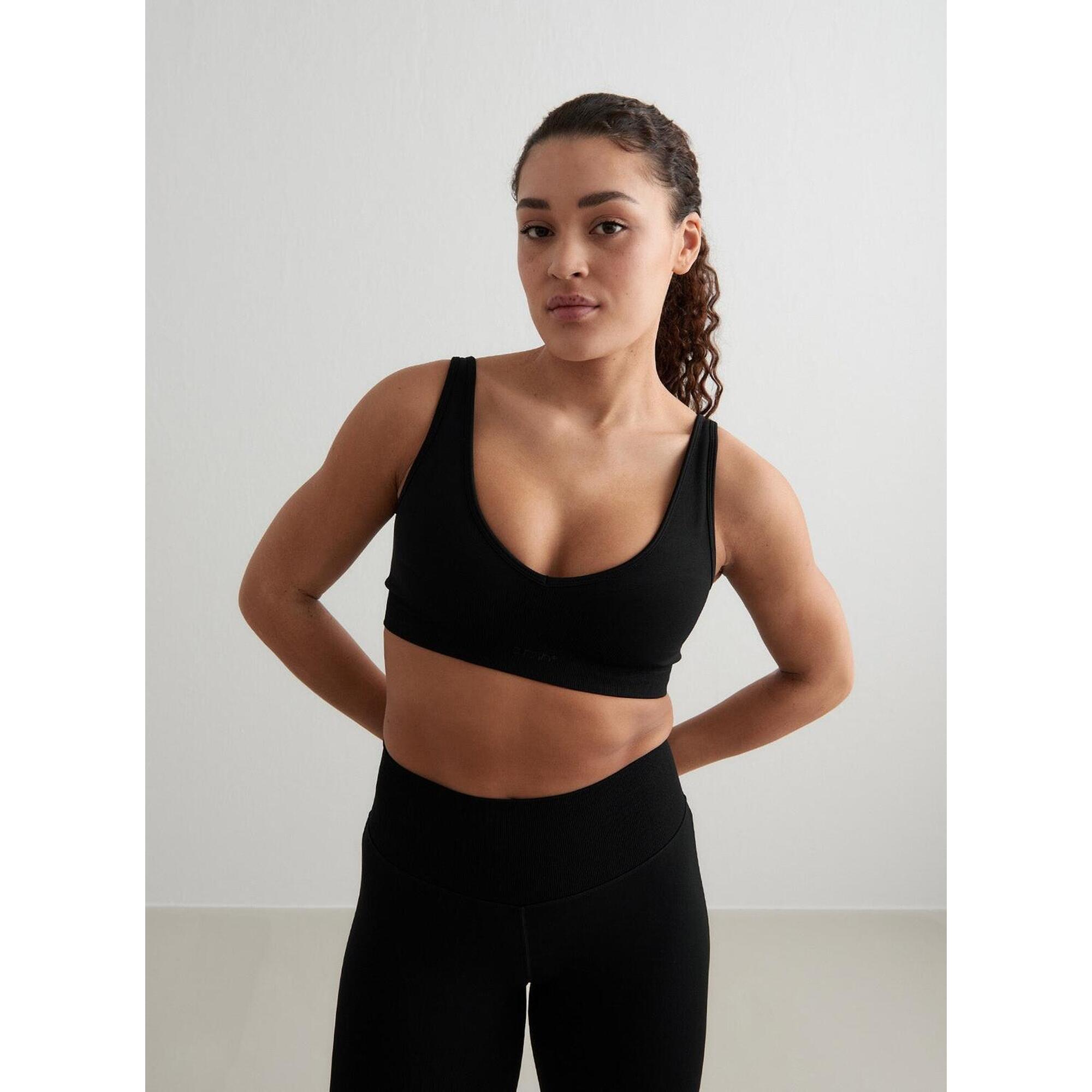 Aim'n - Femme Soutien-gorge De Sport Décolleté Profond Sans Couture Noir - Brassière - Noir - 44 L - Decathlon