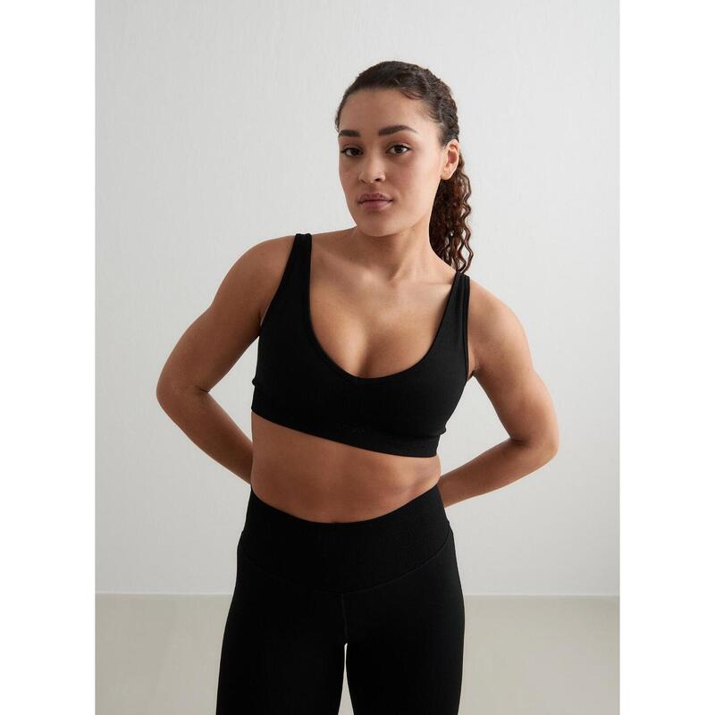 Soutien-gorge de sport Shape Seamless Deep Cut Yoga Femme Noir aim'n