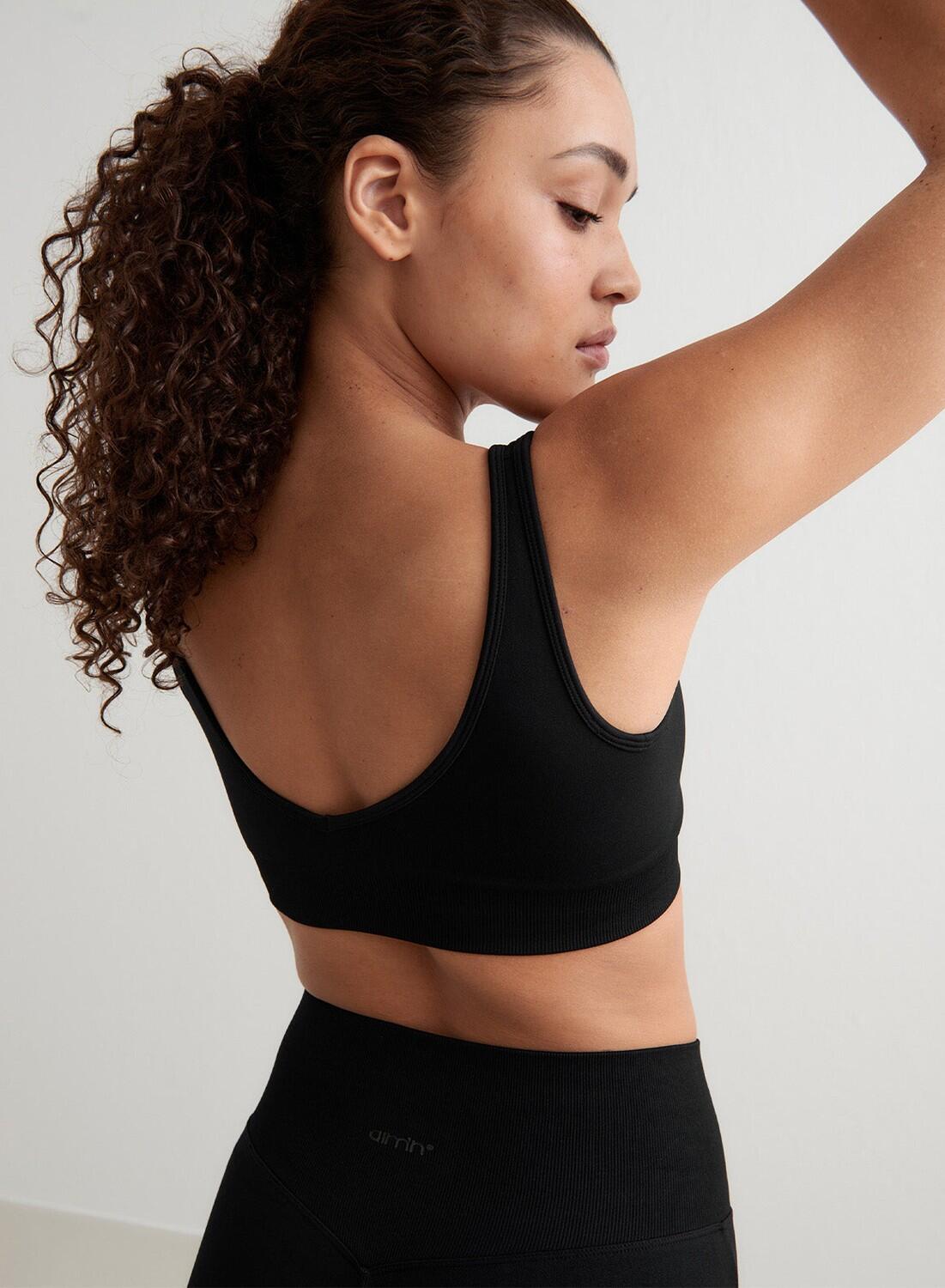 Femme Soutien-gorge de sport Décolleté Profond Sans Couture Noir 5/7