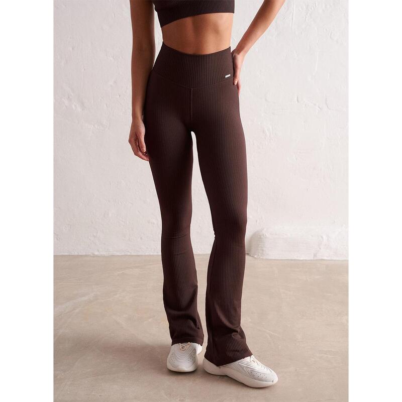 Leggings Ribbel Naadloos Flare Yoga Dames Cacao aim'n