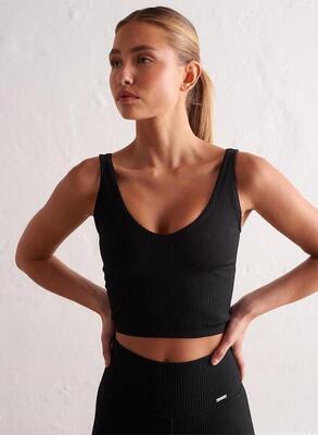 Dames yoga sportbeha geribbelde naadloos bralette zwart