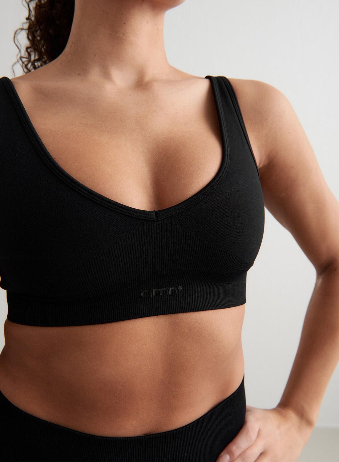 Femme Soutien-gorge de sport Décolleté Profond Sans Couture Noir 2/7