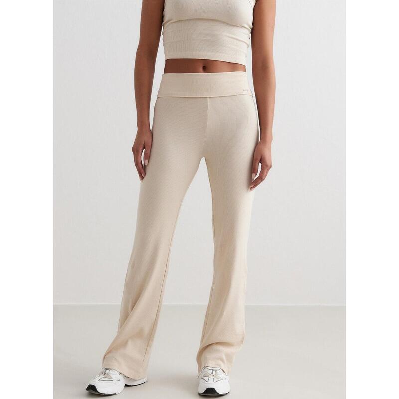 Broek Ease Ribbed Yoga Dames Beige aim'n