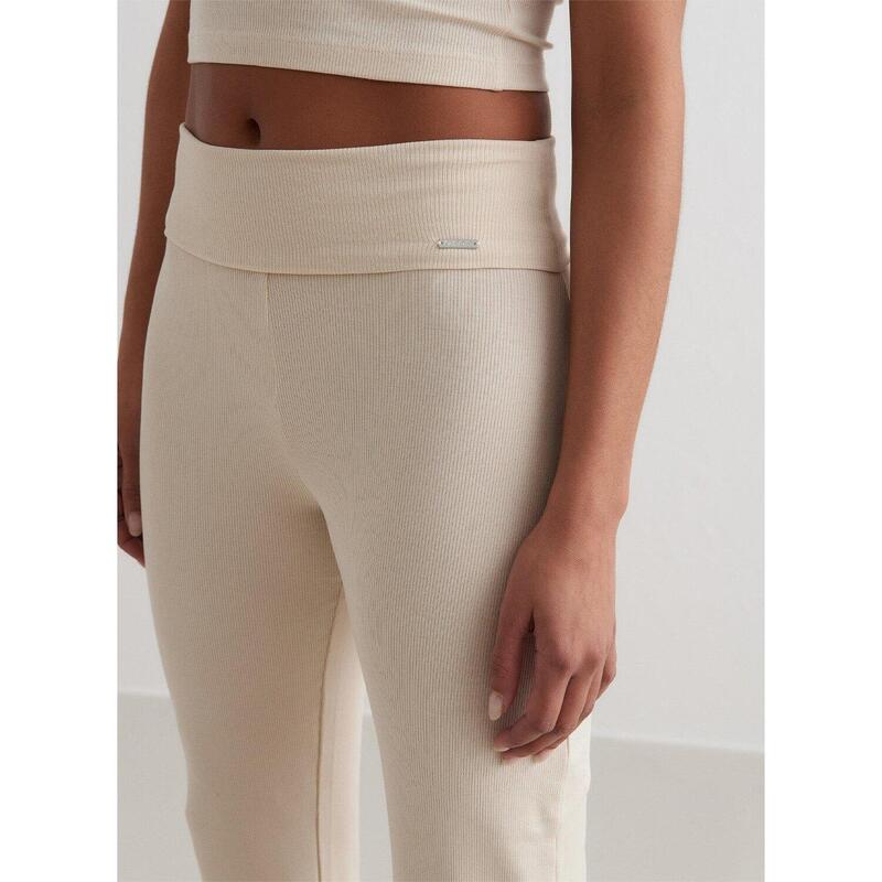 Broek Ease Ribbed Yoga Dames Beige aim'n