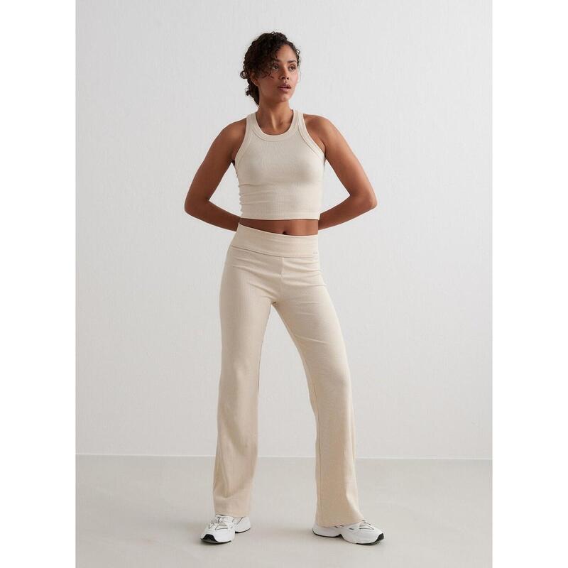 Broek Ease Ribbed Yoga Dames Beige aim'n