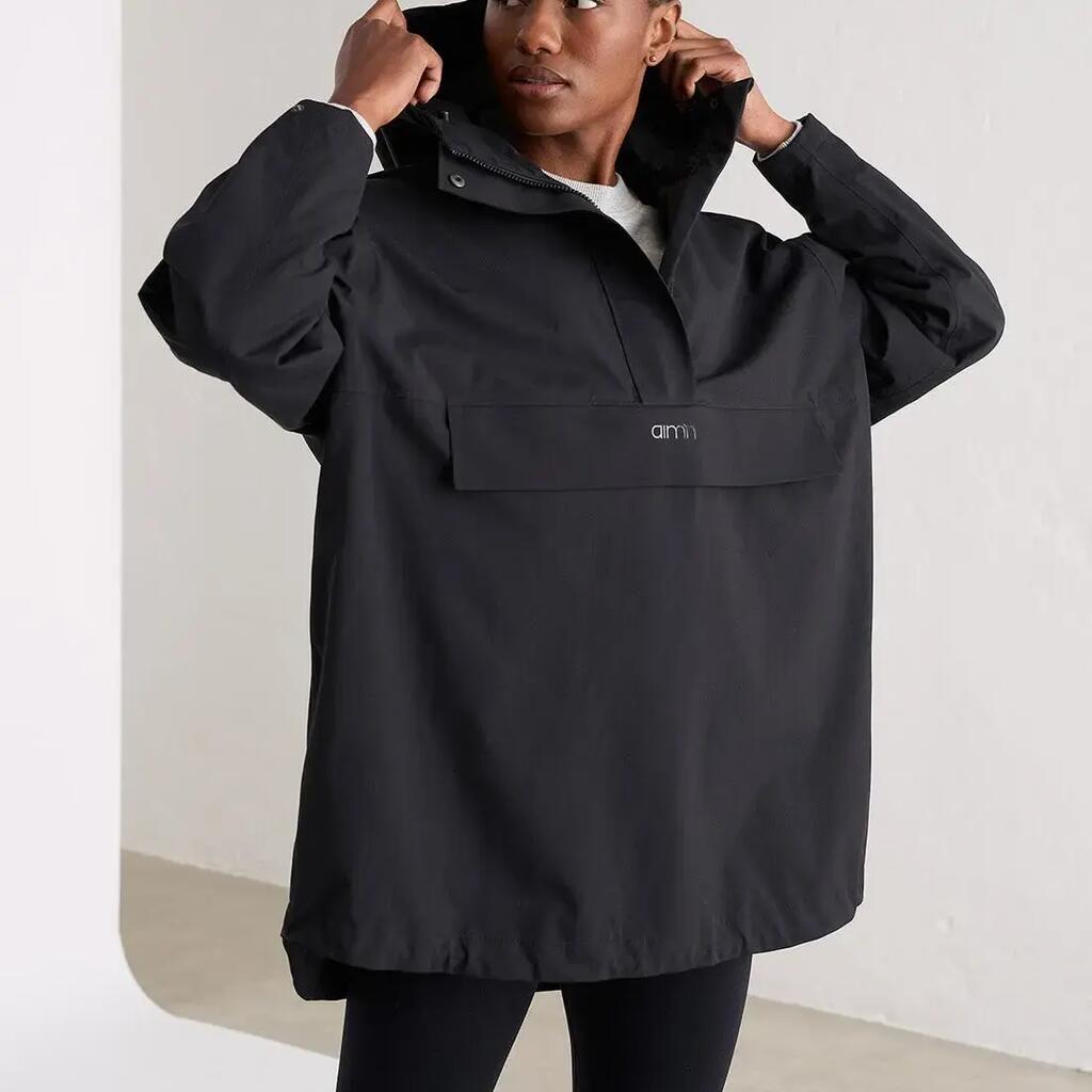 Women's Anorak Waterproof Oversized Half-Zip Black