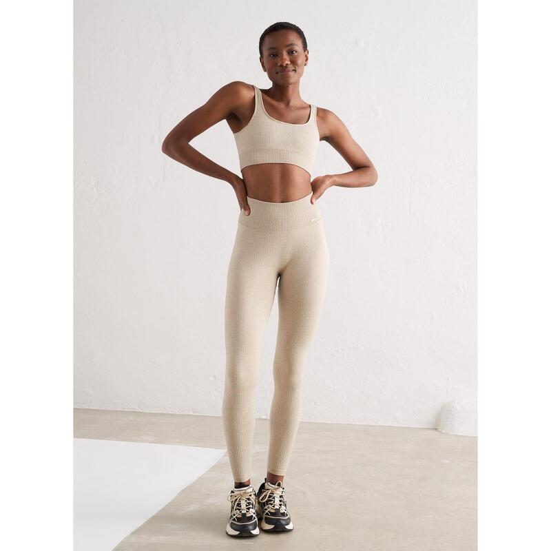 Femme Yoga Soutien-gorge de sport Côtelé Sans Couture Beige