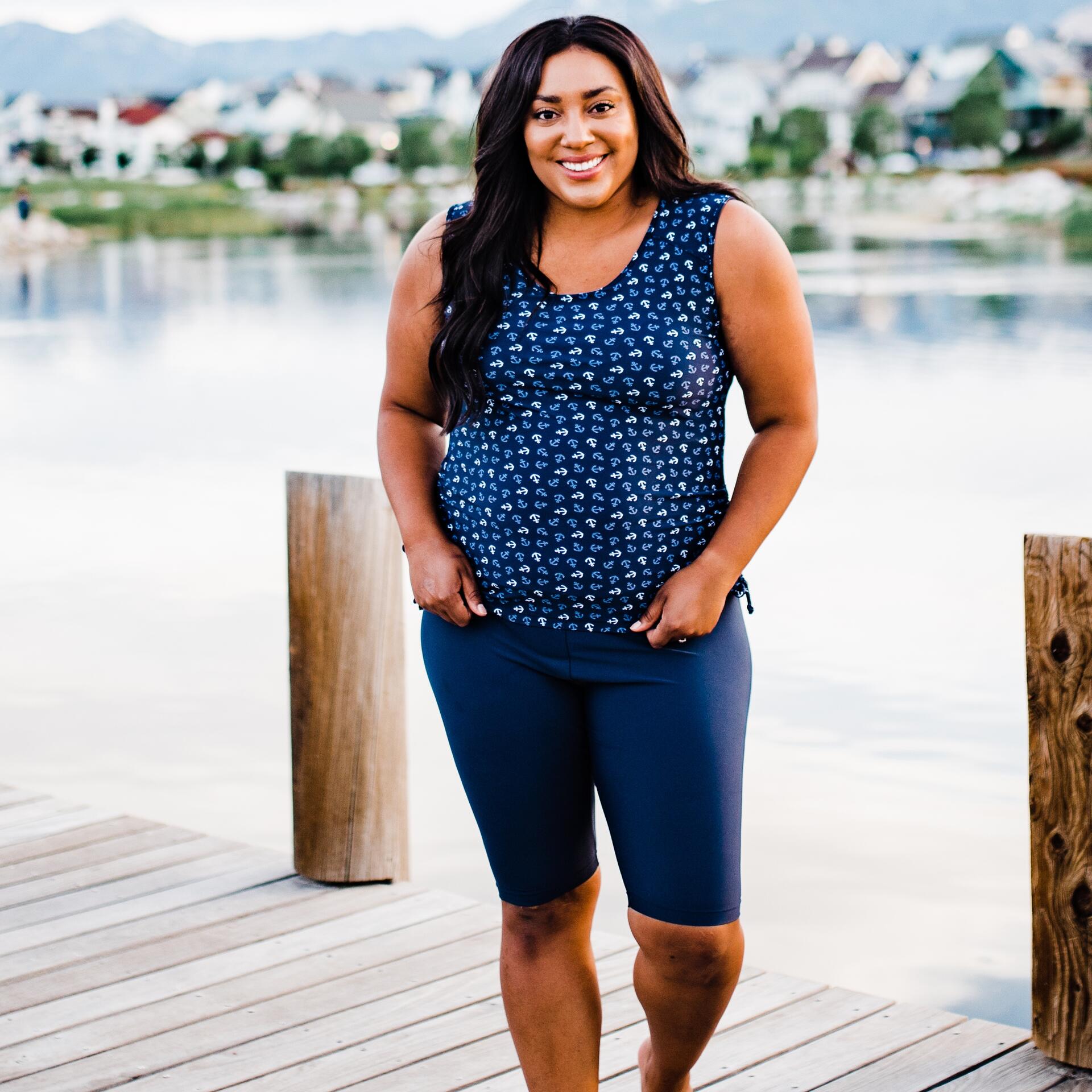 Plus Size Long Biker Shorts Women's Women's Chlorine Resistant High Waisted  Long Bike Swim Shorts