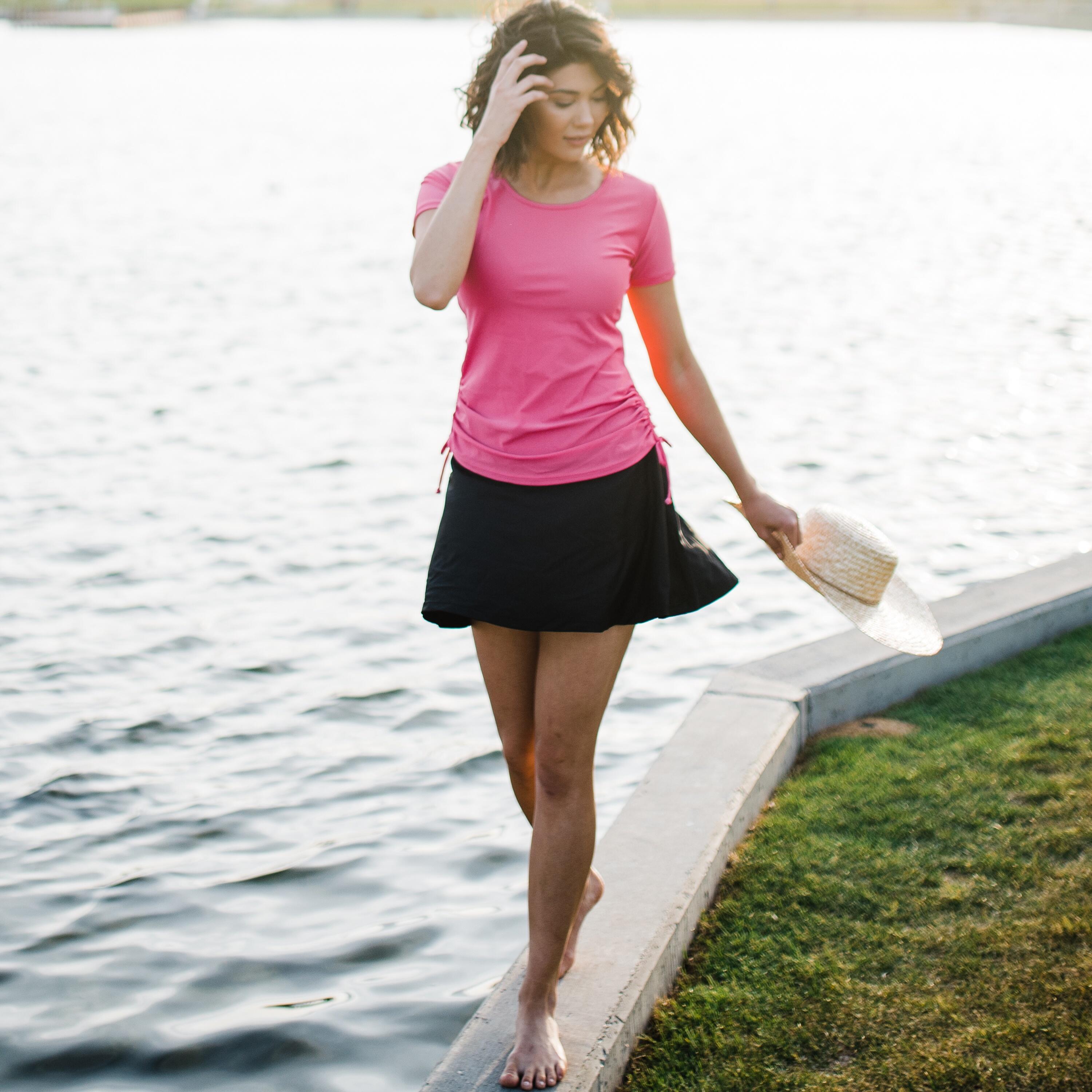 Women s High Waisted Chlorine Resistant Flowy Swim Skirt With Attached Shorts