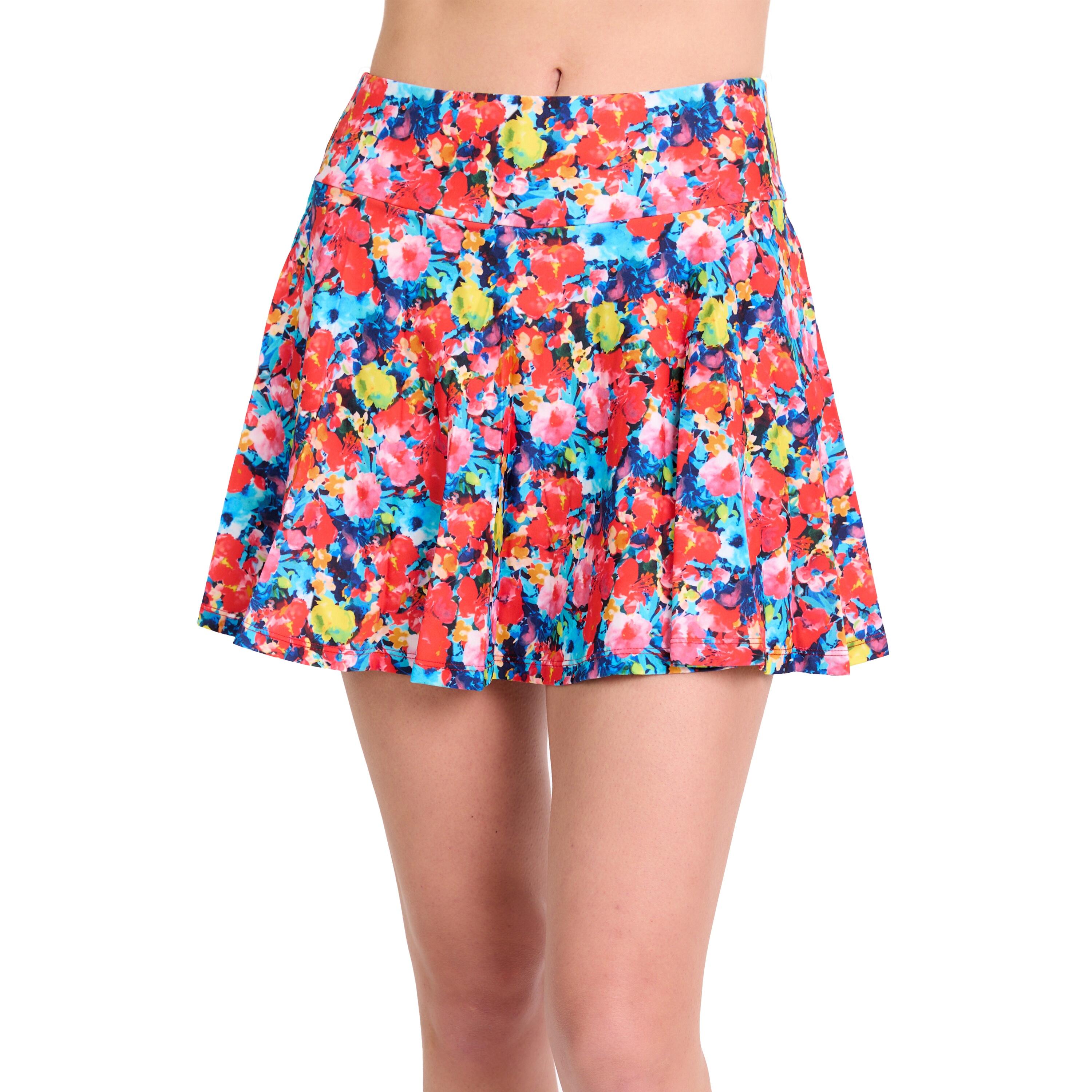 Women s High Waisted Chlorine Resistant Flowy Swim Skirt With Attached Shorts