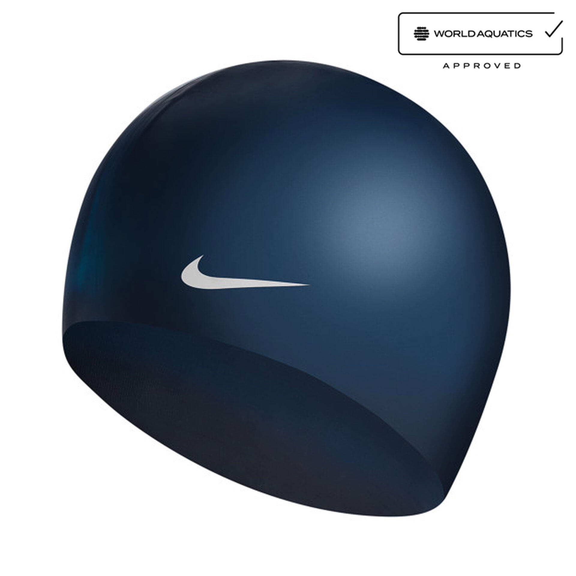 NIKE SWIM SOLID SILICONE ADULT SWIM CAP NAVY