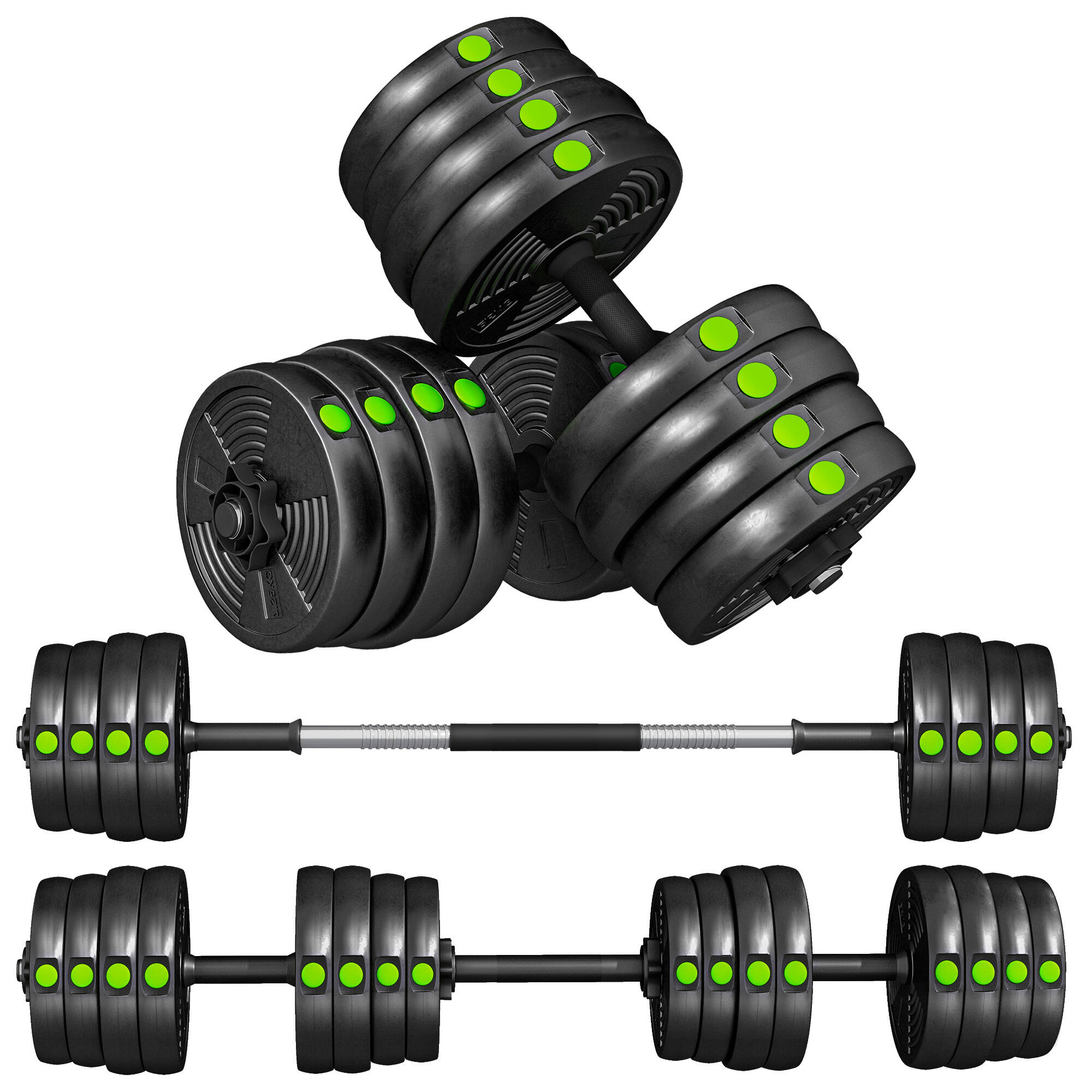 Kit de halteres 105x20x20 cm preto e verde SPORTNOW