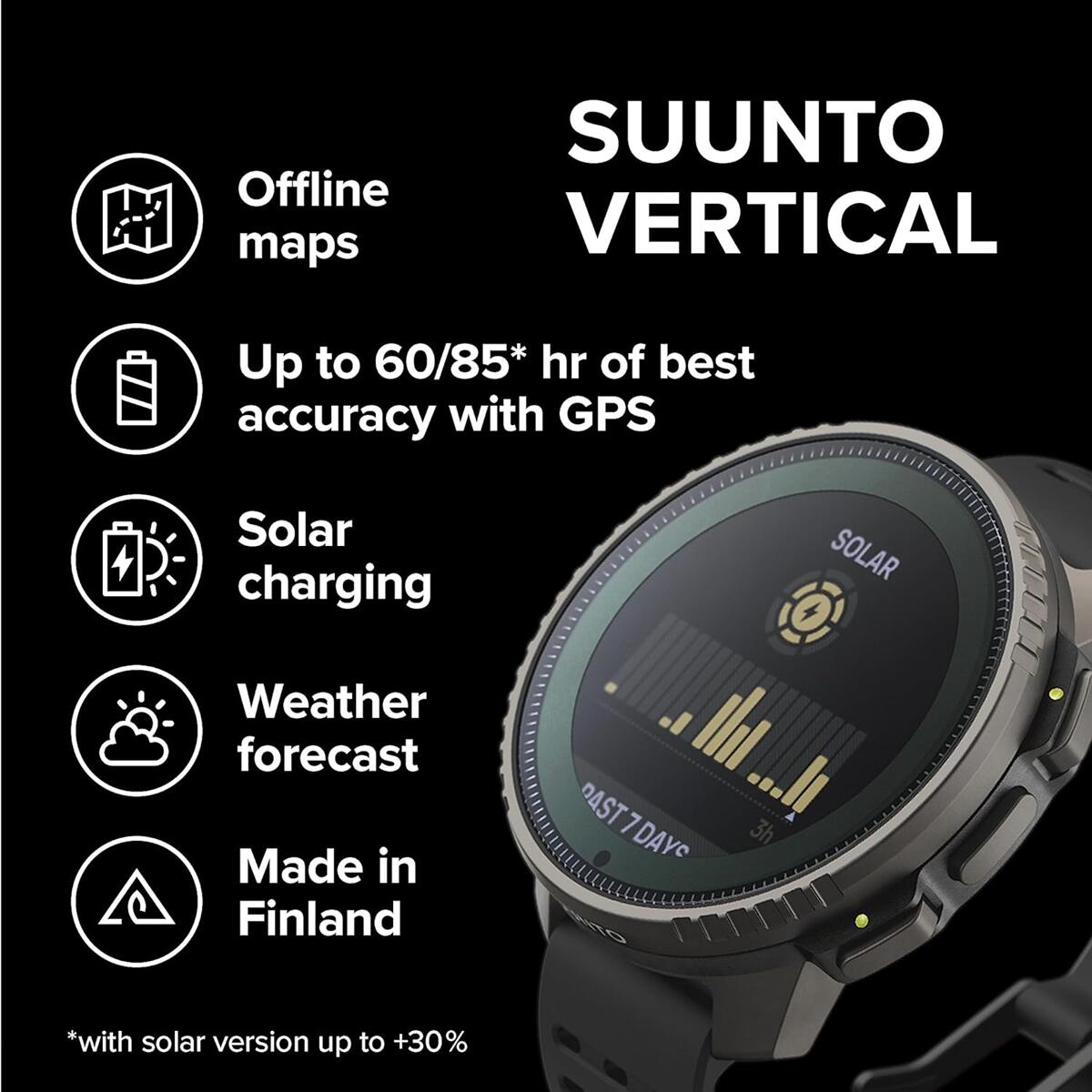 Suunto Vertical Titanium Solar Gps Sports Watch Black