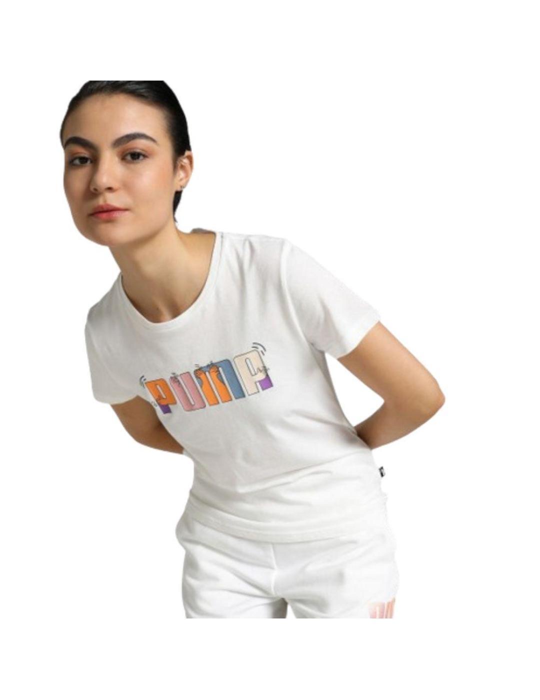 Vêtements de voile à manches courtes Puma Ess graphic Blanc 4/5